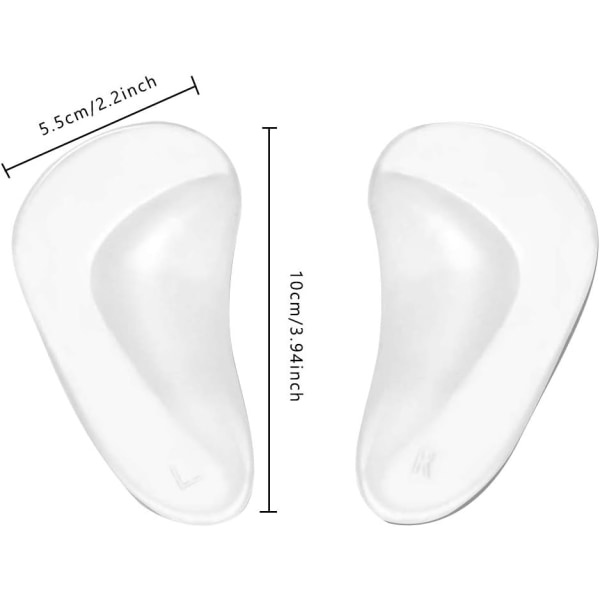 Gel Ortopediska Plattfotsstöd Innersulor Hälskydd (transparent) 4 par