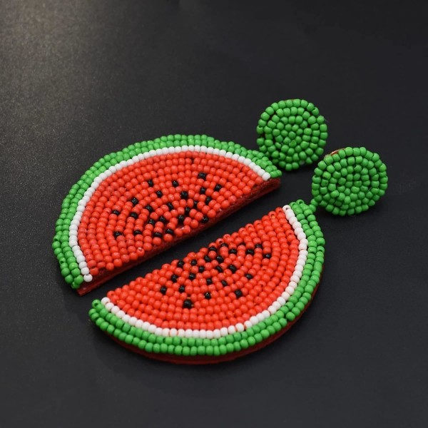 Söta frukt Vattenmelon pärlor Dangle Stud örhängen för kvinnor Tonårstjejer Rolig frukt Bohemian Statement Harts droppe örhängen Modesmycken
