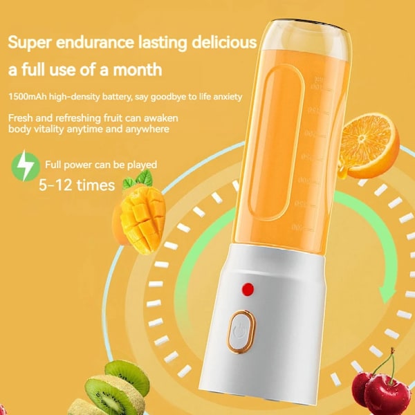 Bærbar trådløs blender elektrisk frugtjuicer maskine til orange isknusning 10 blade hjælpefødevare maskine 1500mA mixer White