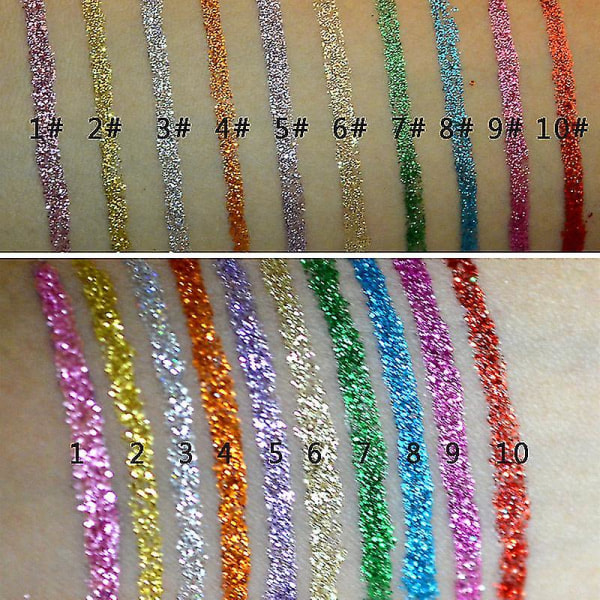 10 farger flytende glitter eyeliner, Shimmer vanntett øyenskygge_costbuy