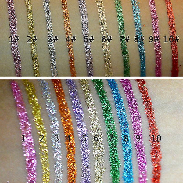 10 farver Liquid Glitter Eyeliner, Shimmer Vattentät Eyeshadow_costbuy