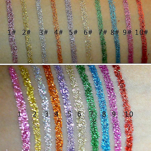 10 väriä nestemäinen glitter eyeliner, hohtava vedenpitävä silmäluomiväri_costbuy