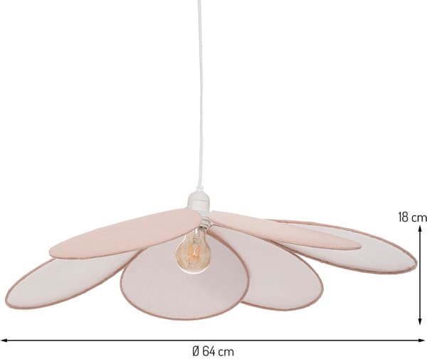 Blomst Pendel 64 cm, Polyester og Jern Hængelampe til Børneværelse, Lyserød Loftlampe, Mendy