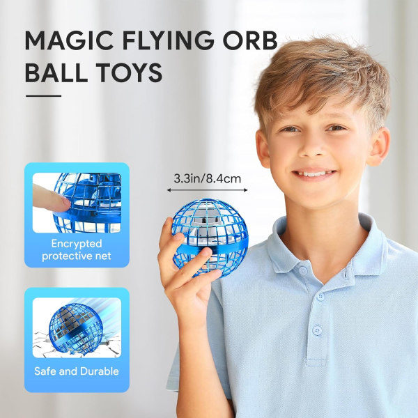 Flygande boll, 2023 uppgraderad flygande boll-leksak, handkontrollerad boomerang hoverboll, julklapp till barn blå