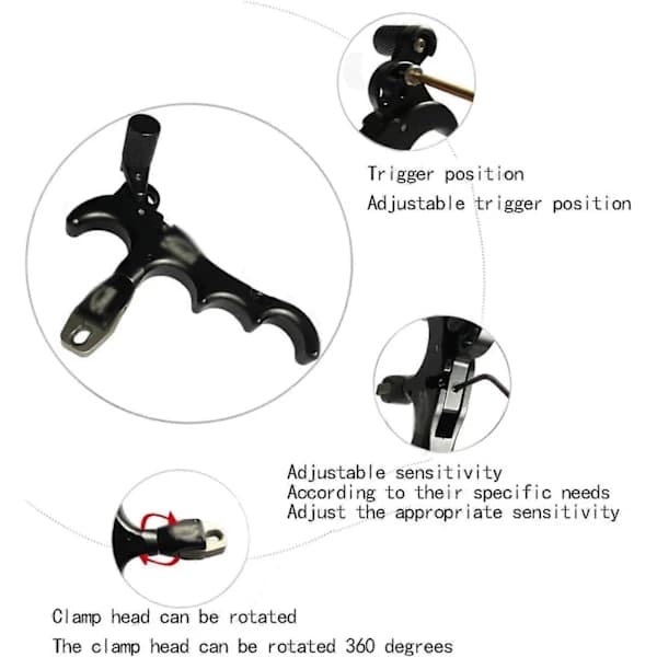 Bueskydning Release Aids 4 Finger Trigger Tommelfinger Buer Release 360° Roterbar Justerbar til Compoundbuer