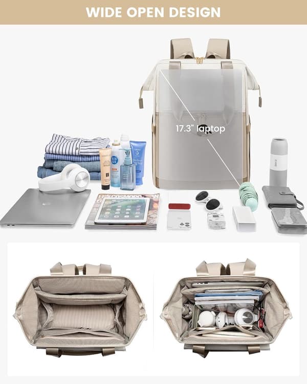 Large Women's Backpack, Laptop Backpack with 15-inch Laptop Compartment, Waterproof Women's Backpack - Large Handbag