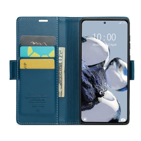 Caseme 023-serien Xiaomi 12t 5g / 12t Pro 5g / Redmi K50 Ultra phone case Rfid estävä Pu-nahkainen cover Sininen