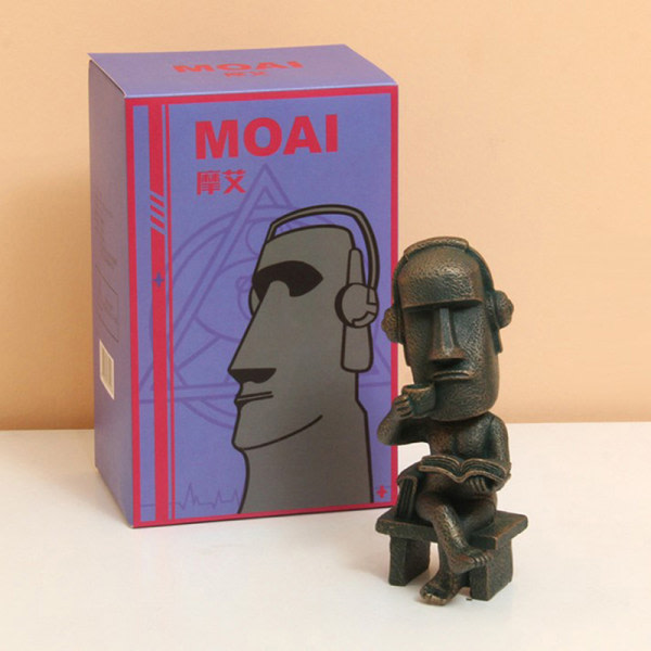 CDQ Harts utsmyckningar Moai Stone Staty Blind Box Rolig tilstede