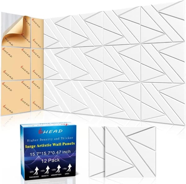 12-pakning Selvklebende Lydisolerende Paneler, 30x30cm, Høydensitets Akustikkpaneler for Vegger, Lyddempende for Studio_TF_TF Vit 12pack-30x30cm