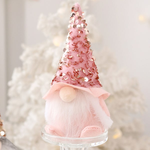 Ansigtsløs nisse dukke dekor held lykke munterhed fashionable julepynt dukker til vindueskarm bogreol Pink