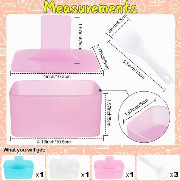 3-pack formar för risbollar med risslevar, non-stick Onigiri sushipress-kit för hemmakök och Bento-pyssel, blandade färger