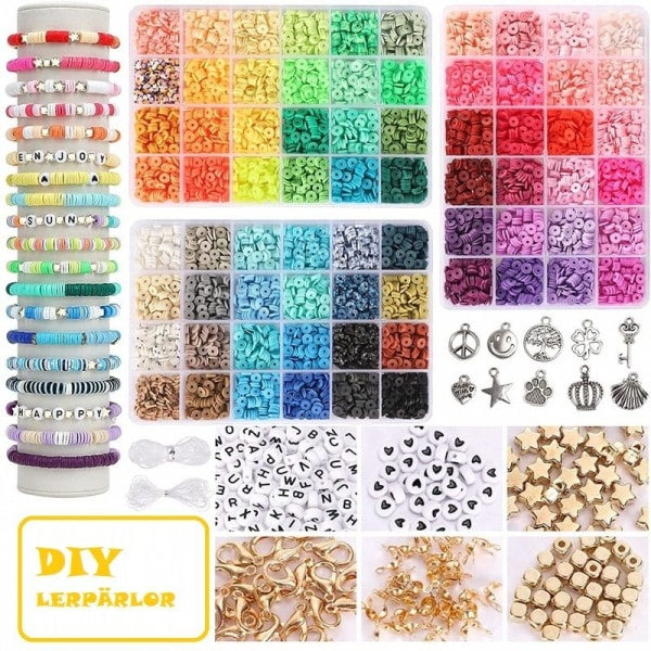 DIY-polymeerkleipärlset, platte ronde polymeerkleipärls voor sieraden maken zoals op de foto