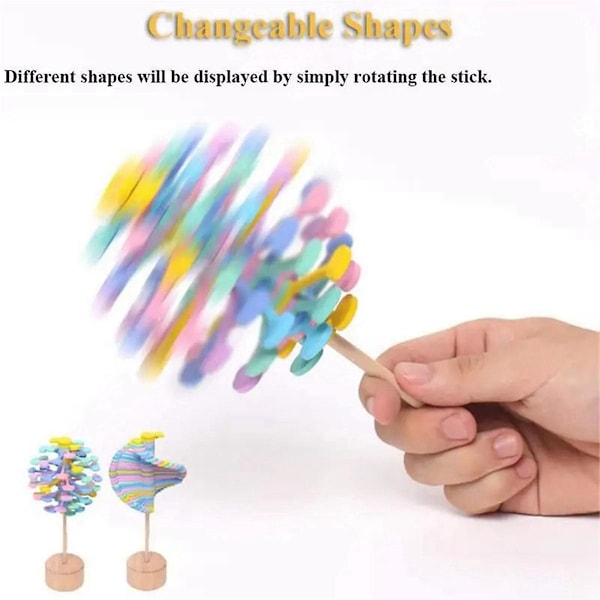 Trä Snurr Lollipop Fidget Leksak - Sensorisk Pedagogisk Dekompressionsleksak - Ångest Stress Relief, a