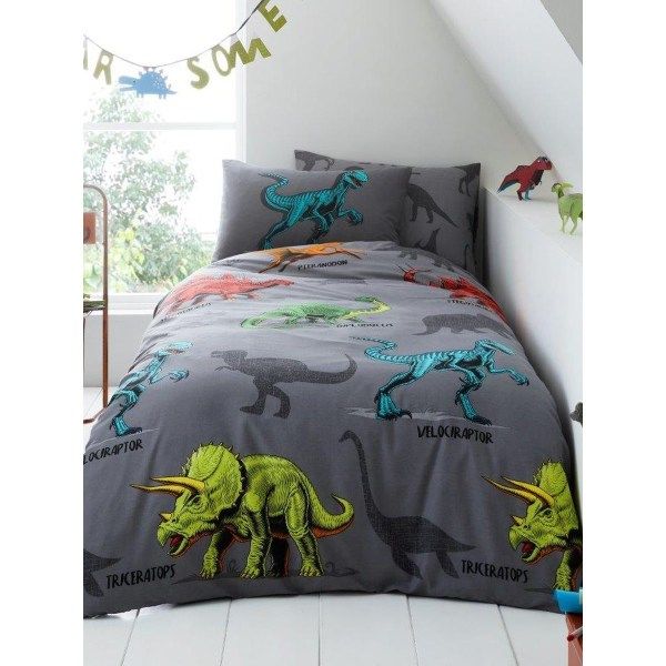 Friends Dinosaur Lakan Set Single Grey Grey Single