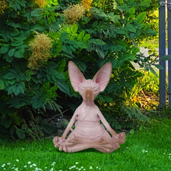 Resin Cat Statue Zen Yoga Cat Staty Trädgårdsinredning utendørs