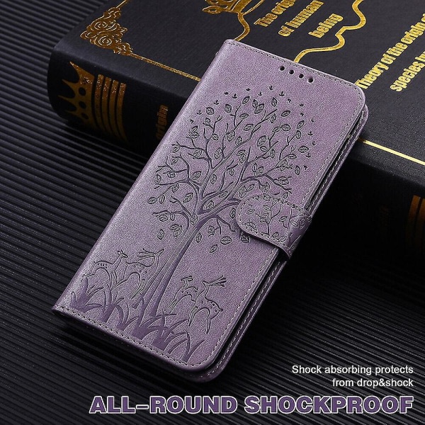 Kompatibelt Iphone 11 Pro Max Deksel Deksel Embossing Etui Coque - Violet Tree And Deer null ingen