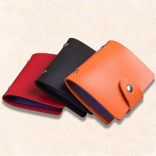 Kreditkortshållare, Kreditkortshållare Stor kapacitet 24 kortplatser Läder Kreditkortsinlägg Plånbok för resor Affärsresor 3-pack Röd Orange Bla zdq