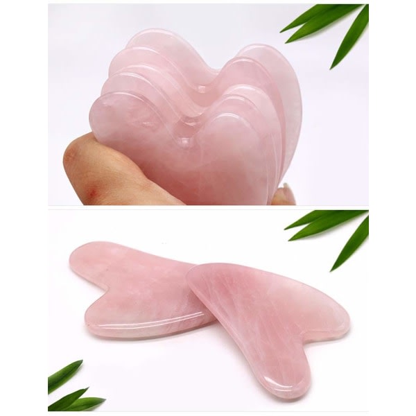 Rose Quartz Gua Sha-verktøy - Asiatisk skjønnhetshemmelighet, for ansiktsmikrocirkulasjon/fjerner giftstoffer/forebygger rynker/forsterker hudens utstråling CDQ