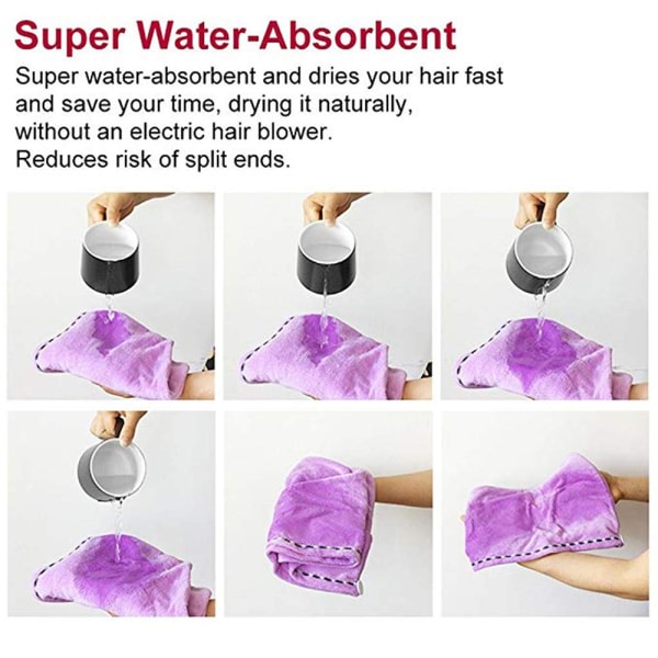 Torr ultraabsorberende turbanhårhandduksinpakning, egnet for kvinner Purple
