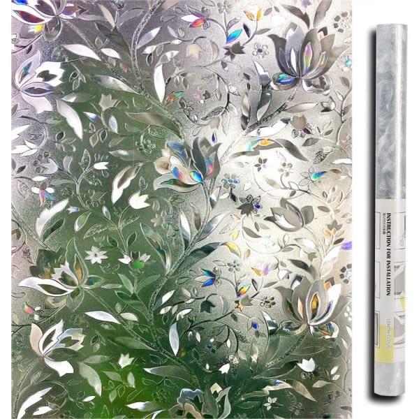 CDQ 3D elektrostatisk vindufilm tulpan blommønster 60×200cm