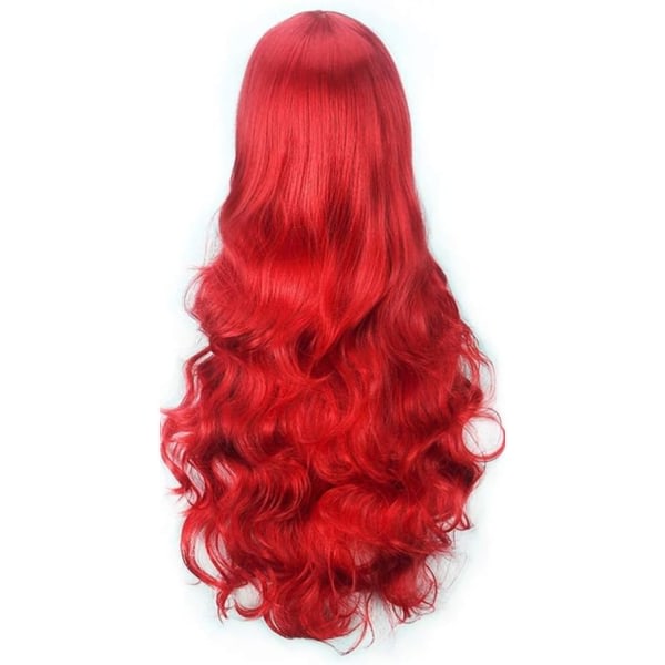 Sjarmerende lang rød låst helvågig hår peruk Anime Cosplay