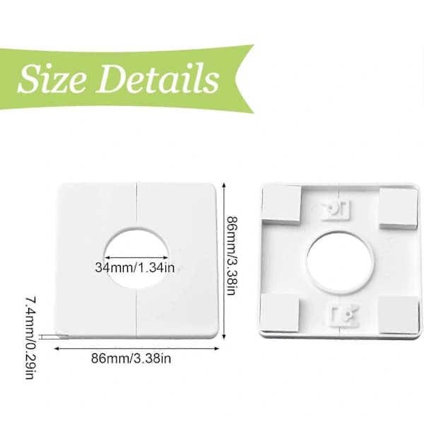2-pack Duschledningar Plast Självhäftande Fyrkantiga Rörskydd (Vit)_tfrf