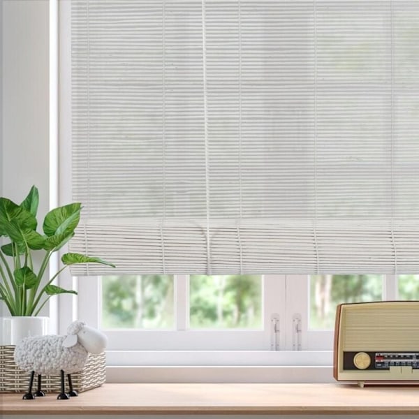 Mørkleggingsgardin, Innendørs Bambusgardin, Solskjerming Synlig Beskyttelse Sidetrukket Rullegardin for Vinduer og Dører, 60x180CM
