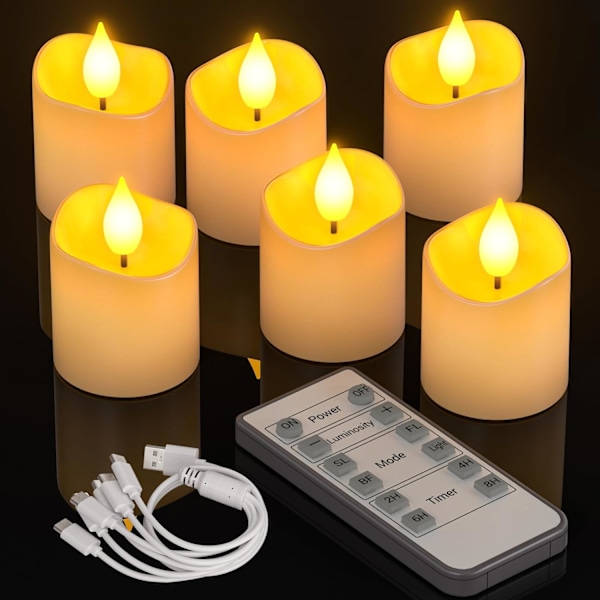 6 stk LED Ladbare Teelys med Timer for Halloween Romdekorasjon 6 stykker 6 stykker 6 stycken 6 stycken