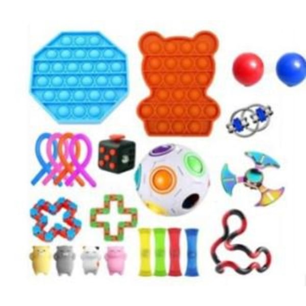 23 kpl, Fidget-lelujen pakkaussetti, juhlasuosio, sensorinen, pop it, stressipallo