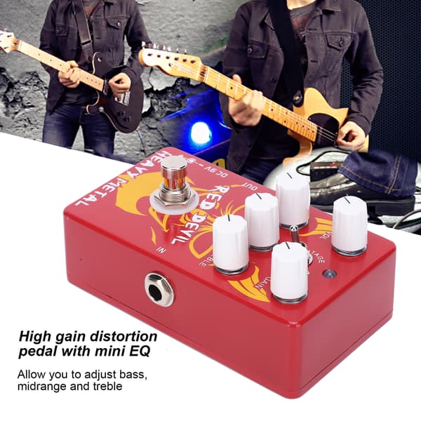 Distortion guitarpedal Rød Djævel Heavy Metal Tone Effekt Elektrisk Processor 9V DC