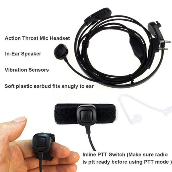 Halsmikrofon Headset Finger PTT for Baofeng UV5R 888s Ra Black one size