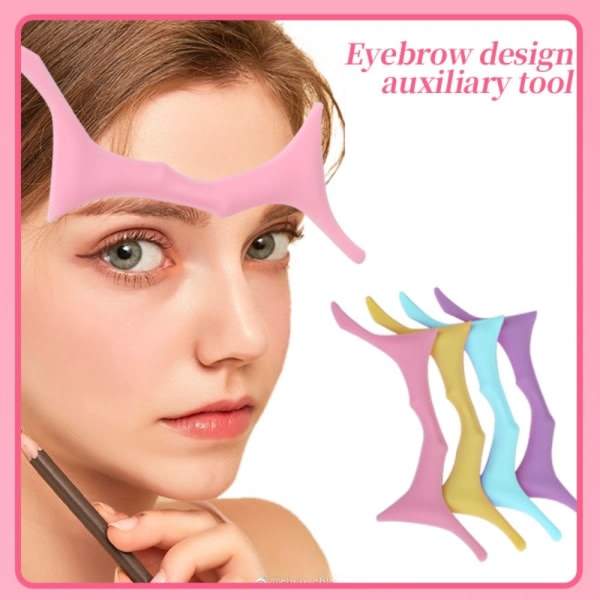 Silikon Eyebrow Aid Tool Ögonbryn Formar Stencils LILA Purple