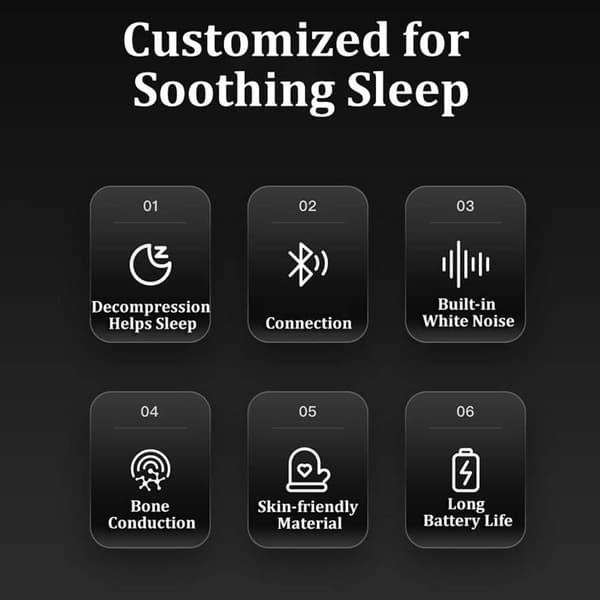 Sovespeaker under pude Bluetooth Bone Conduction Speaker med hvid støj-timer 20 timers spilletid til søvnmeditation Sort