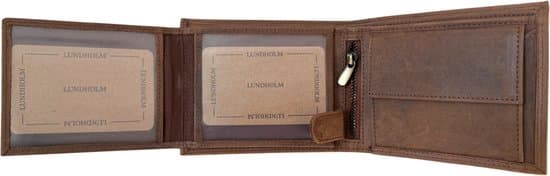 Plånbok för män i premium Hunter-läder med RFID-skydd, 12 kortfack, myntfack, blixtlåsficka, kompakt bifold för män, brun