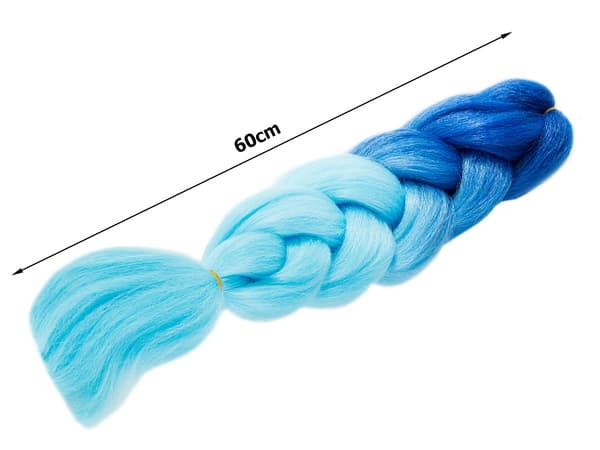 Jumbo Ombre Flette / Løshår Hårflette - 60 cm Blå blue
