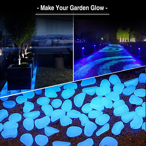 CDQ 200st Glow in The Dark Rocks, Garden Glow in The Dark Utomhus dekorative stenar, blå