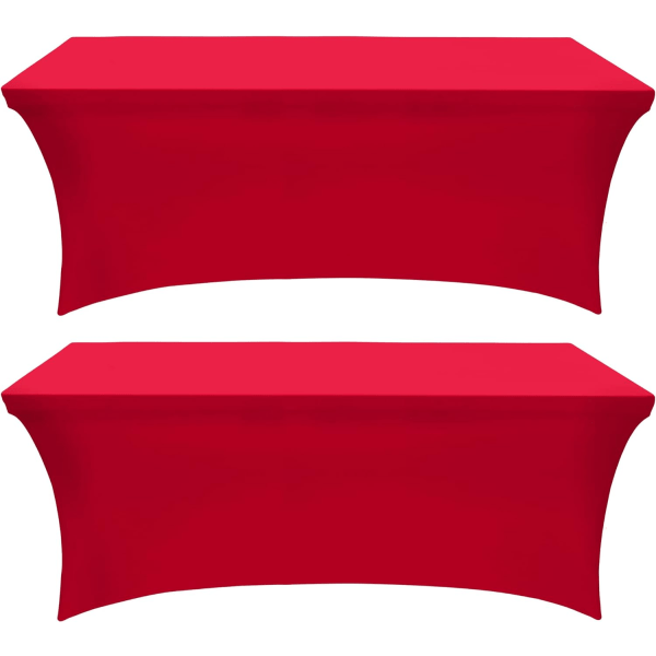 Köksspandexduk 2-pack [4FT, röd] Tätt, monteret, vaskebar og rynkbeständig stretchig rektangulär cover