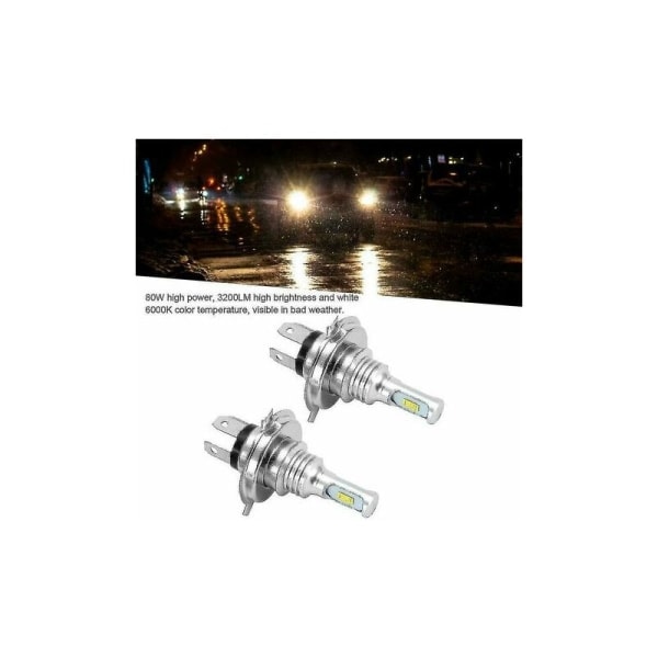 GRYMT 2 kpl H4 9003 Hb2 LED-ajovalopolttimot, pakkauksessa 6500K Xenon White, kauko- ja lähivalot, Hi/Lo, plug and play.