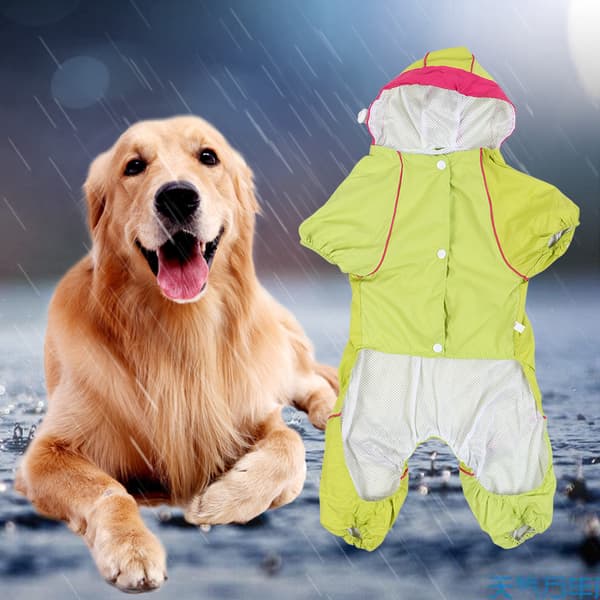 Waterproof Raincoat with Windproof Design, Lightweight Durable Pet Coat, Easy to Wear (Yellow, Large)