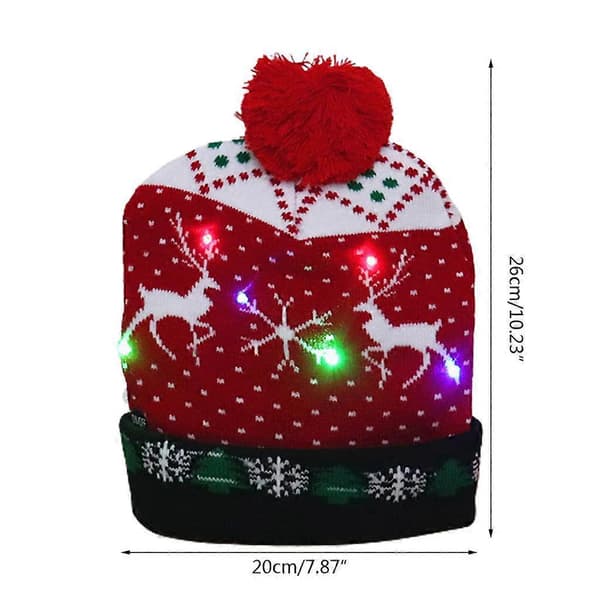 LED Julehatt Lysende Strikket Fargerike Lamper Elg Stygg Hatt Lue Dekor_tfrf