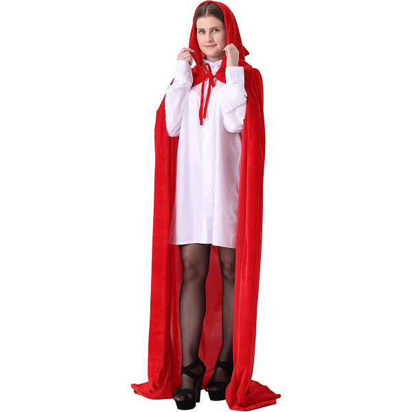 Hættekappe Kappe Halloween Cosplay Fuld Længde Lang Fløjl Til Mænd Kvinder Voksen