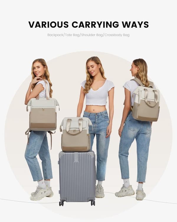 Large Women's Backpack, Laptop Backpack with 15-inch Laptop Compartment, Waterproof Women's Backpack - Large Handbag