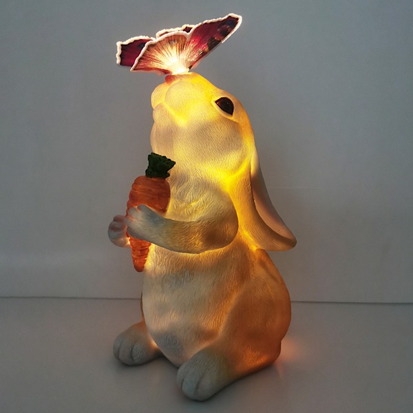 Solar Powered Resin Hare Lamp for Garden