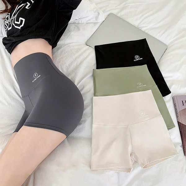 Højtaljede glatte shorts til kvinder i issilke flad mave Butt Lift Grå S