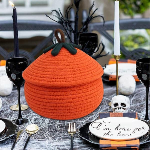 Halloween Pölytiivis Kurpitsa Kudottu Kori_tfrf