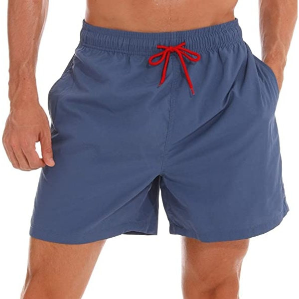 Badbyxor för män, snabbtorkande strandshorts med fickor (grå) zdq