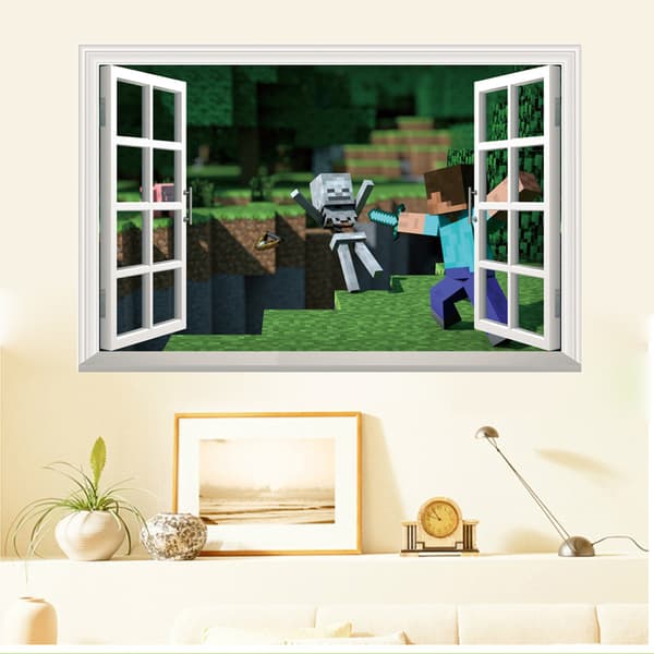 2 kpl Minecraft jättimäisiä seinätarroja uusilla tyylitarrroilla{F2]