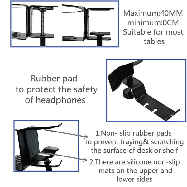 Hodetelefonstativ og koppholder 2-i-1 under skrivebordet Metallflaskeholder Drikkeholder PC Gaming Headset Holder Krok - Perfekt