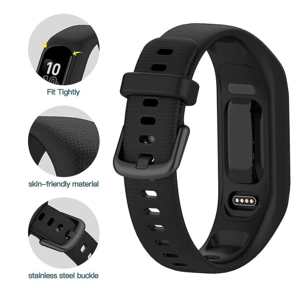 3 stk. bløde silikonebånd til Garmin Vivosmart 5 remme, udskiftningssportsbånd i farverige farver til Vivosmart 5 armbånd, sort-hvid-blå