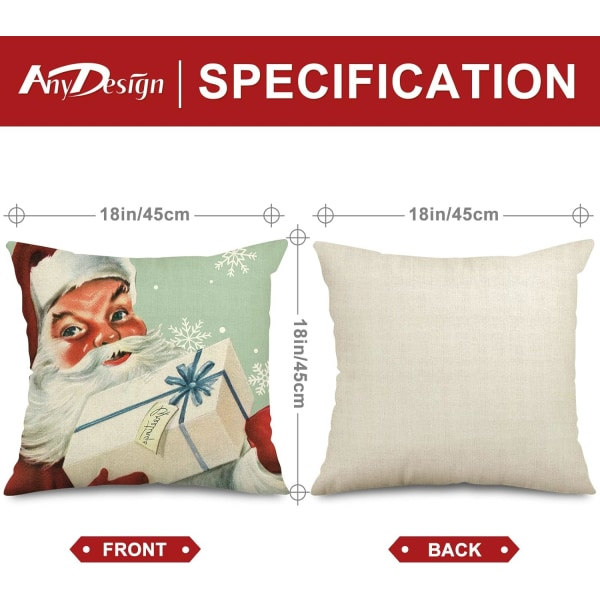 Julkuddfodral Jultomten Snögubbe, Merry Bright Let It Snow Kuddfodral, 18 x 18 tum, 4-pack